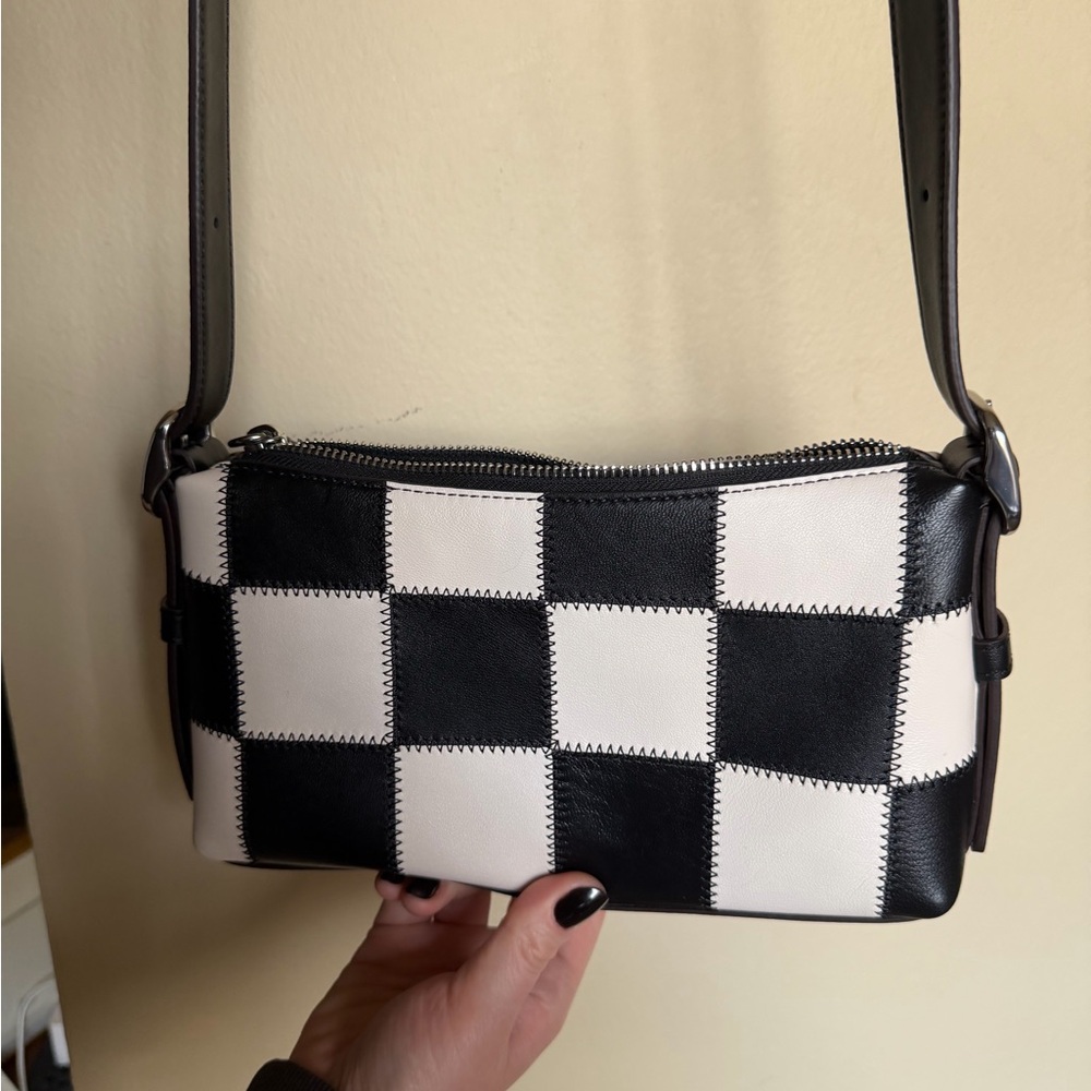 Alter/Ego Small Slouchy Shoulder Bag In Checkerboard Upcrafted Leather - Picture 2 of 12